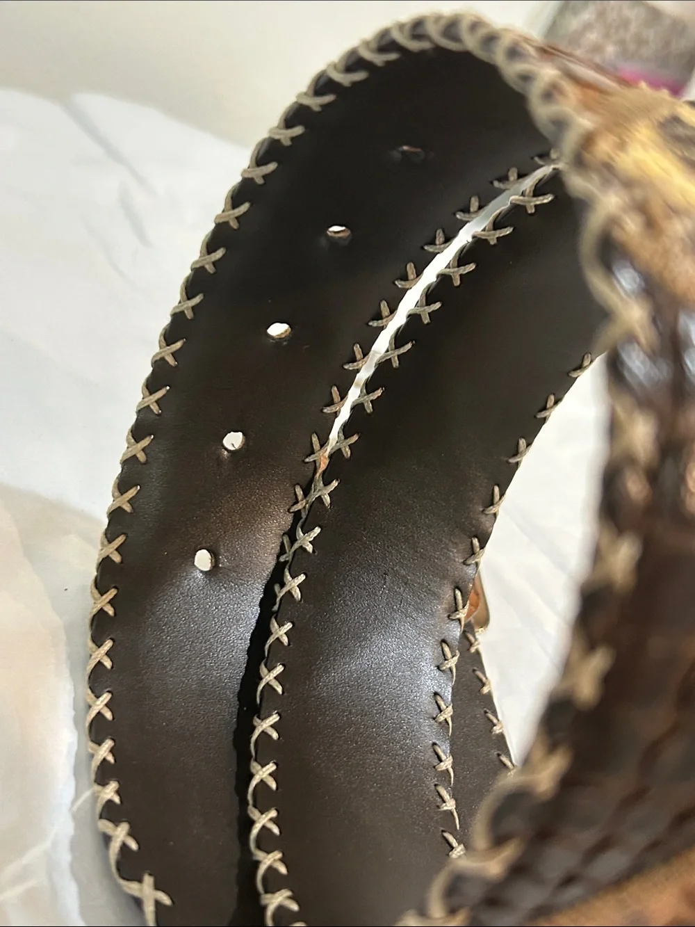 Handmade Italian Genuine Python Patchwork Belt • Size 115 • Artisan Leather